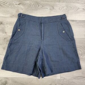 Athleta‎ Voyager 100% Linen High Rise Pockets 7 Inch Lightweight Shorts 10 NWOT